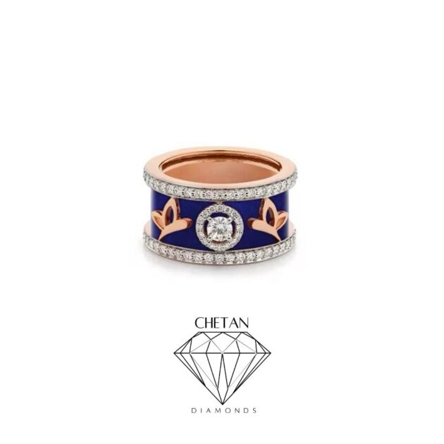 Enamel Blossom Diamond Ring